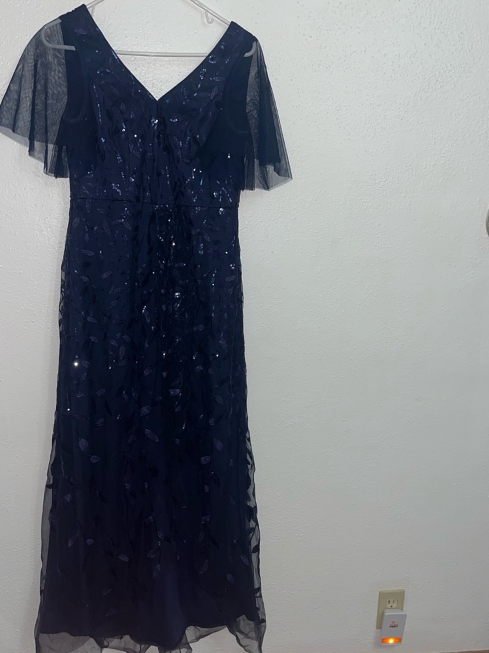 Ever Pretty Navy V-Neck Beaded Evening Gown